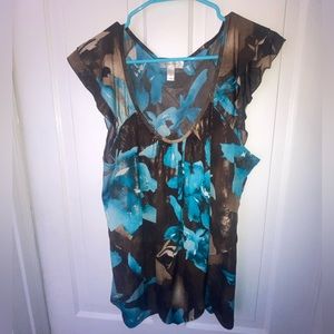 Dressbarn Cap Sleeve Multicolored Pull Over Blouse Size XL